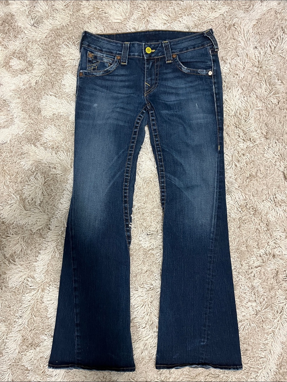True Religion Indigo Flare Jeans with Subtle Fade